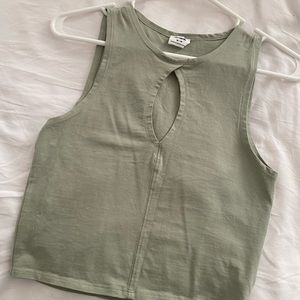Cotton On Olive Green Crop Tank with Keyhole